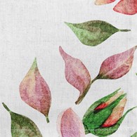 Bieżnik NATU/2 40x140 cm lniany + róż Bieżnik z tkaniny z dodatkiem lnu z nadrukiem z motywem roślinnym