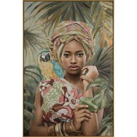 Obraz 574A 80x120 cm kobieta z papugą