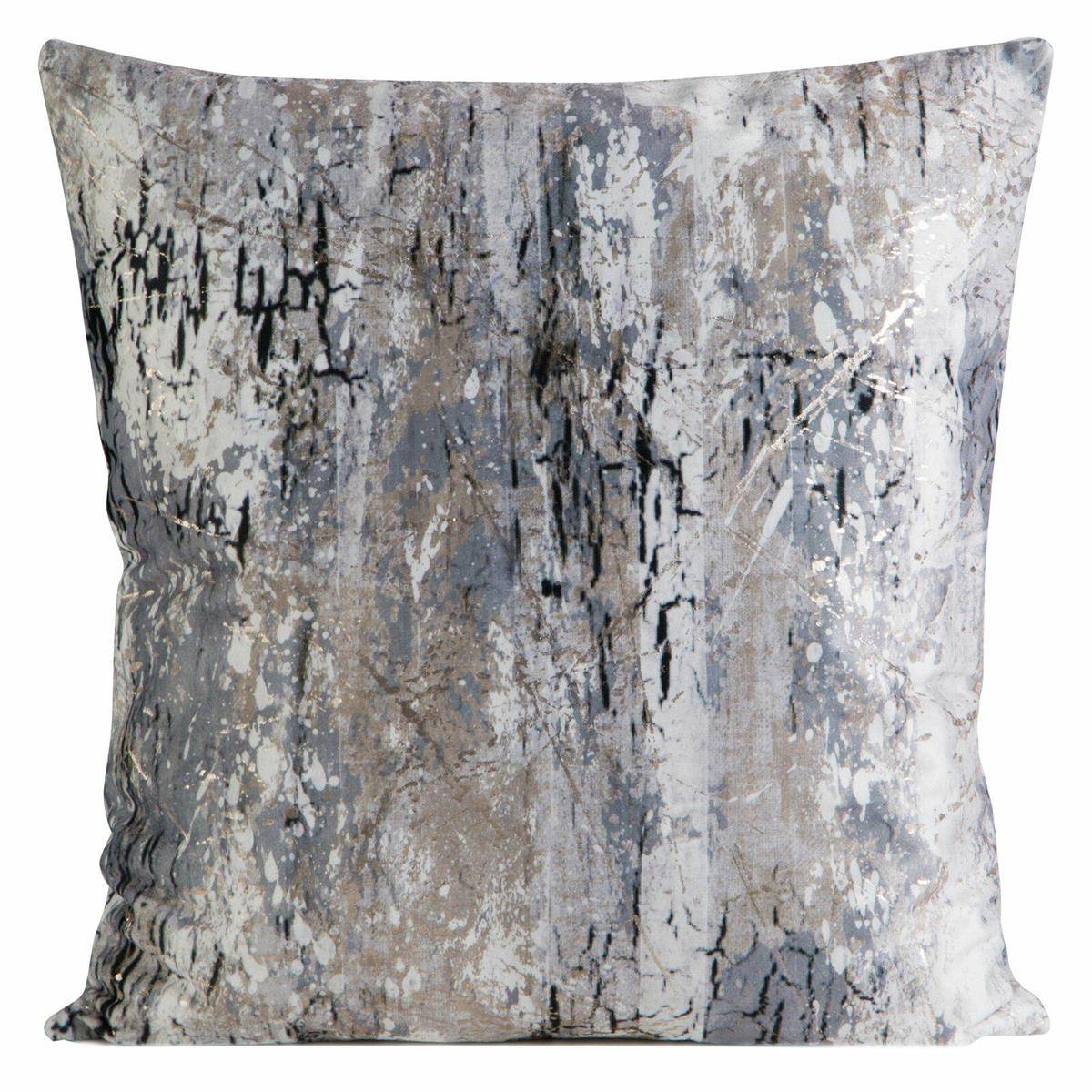Poszewka MALIA 45x45 marmurowa stalowa Poszewka welwetowa z metalicznym nadrukiem, marmurowy wzór, rozmiar 45x45 cm