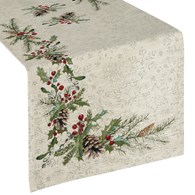 Bieżnik świąteczny 1239 45x140 cm Bieżnik gobelinowy ze świątecznym motywem roślinnym pięknie się prezentuje zarówno we wnętrzu w stylu rustykalnym, jak i w nowoczesnej stylizacji retro czy folk