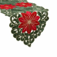 Bieżnik świąteczny 05 33x183 cm zielony z poinsecją