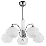 Lampa Sufitowa LARGO Srebrny Biały Szklane Klosze 5xE27