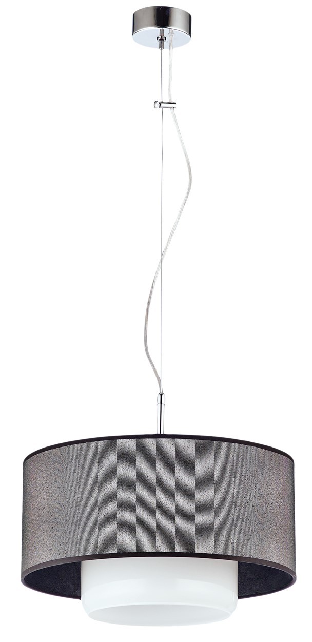 Lampa Wisząca AVEO Czarny Biały Abażur Szklany Klosz 1xE27 35 cm
