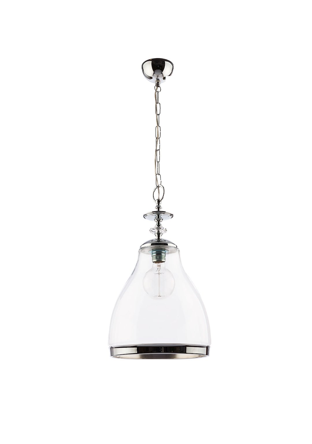 Lampa Wisząca ISLA Srebrny Transparentny Szklany Klosz 1xE27 29 cm