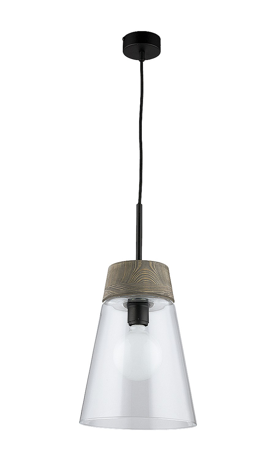 Lampa Wisząca DOMINO I Czarny Transparentny Klosz 1xE27 23 cm
