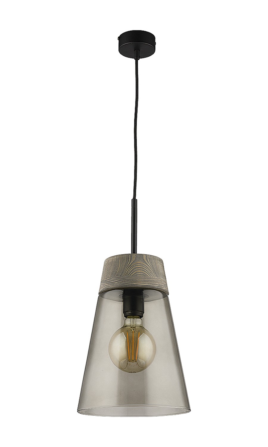 Lampa Wisząca DOMINO I Czarny Transparentny Szklany Klosz 1xE27 23 cm