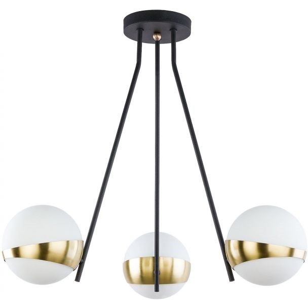 Lampa Sufitowa ELFA Czarny Złoty Szklane Klosze 3xE14