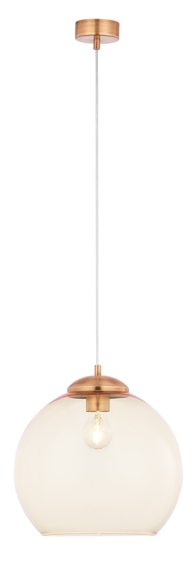 Lampa Wisząca ASTI Miedziany Bursztynowy Szklany Klosz 1xE27 29 cm