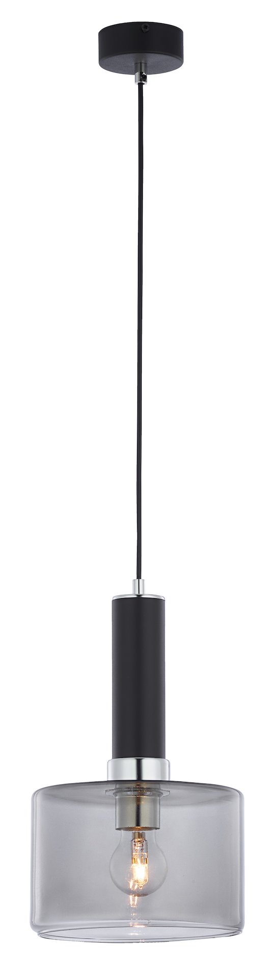 Lampa Wisząca VANES Srebrny Dymiony Szklany Klosz 1xE27 20 cm