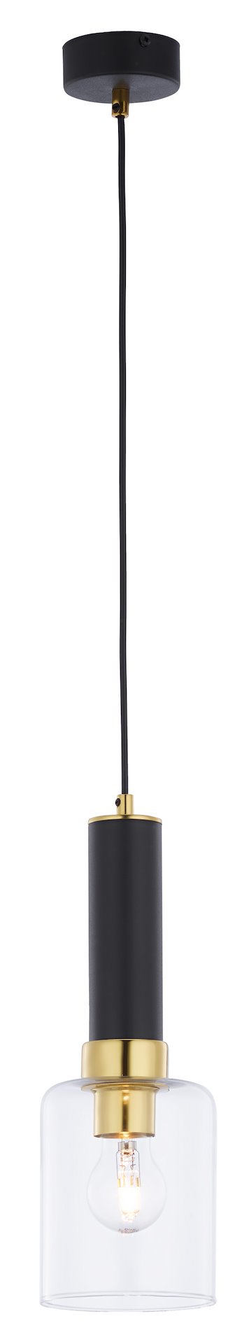 Lampa Wisząca TULUZA Czarny Złoty Szklany Klosz 1xE27 12 cm