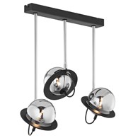 Lampa sufitowa PLANET Czarny Srebrny Szklane Klosze Listwa 3xG9