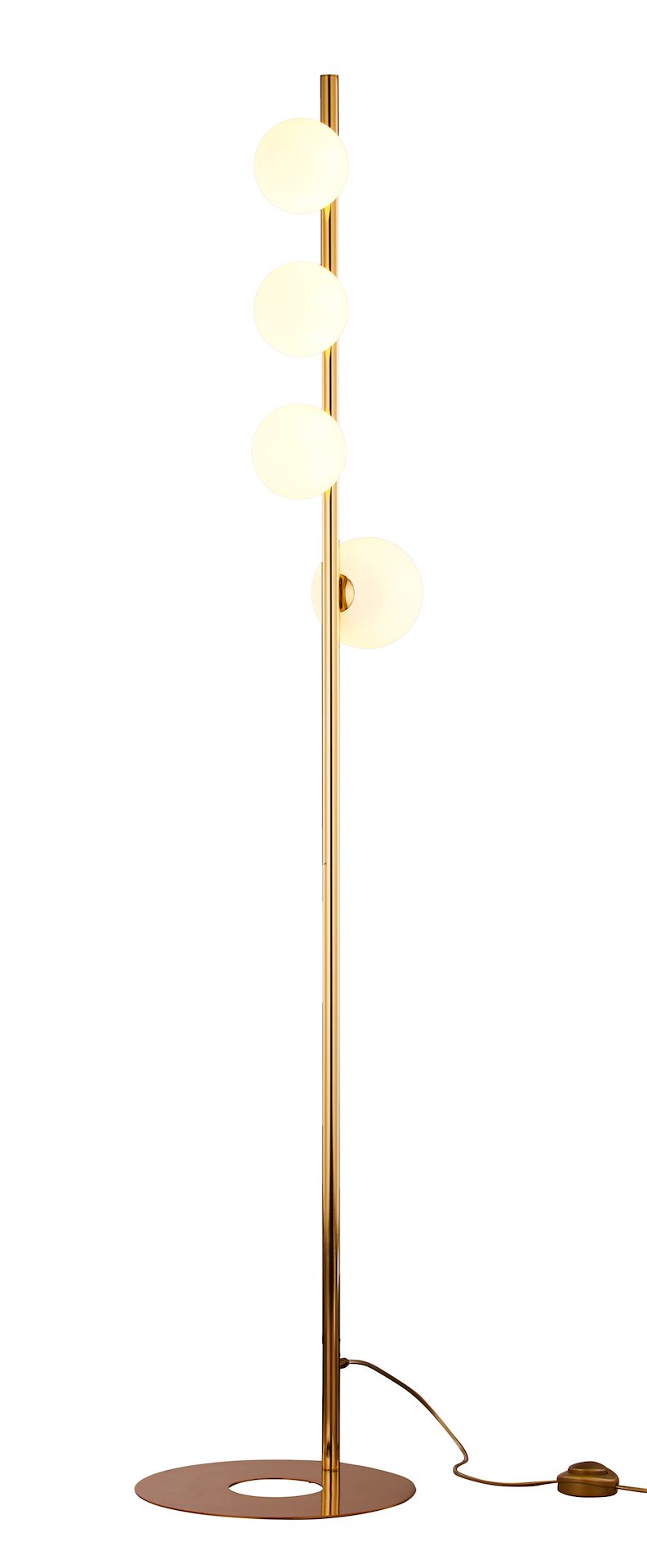 Lampa Podłogowa TAIDA Złoty Biały Szklane Klosze 4xG9 151 cm