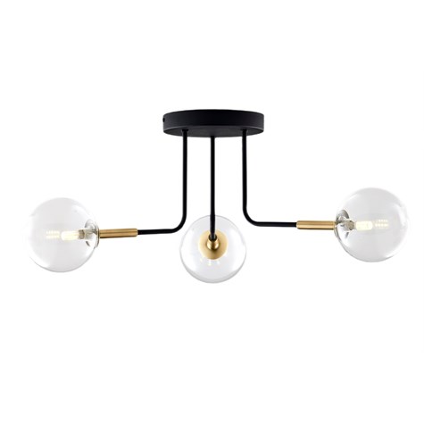 Lampa Sufitowa BURANO Czarny Transparenny Szklane Klosze 3xG9