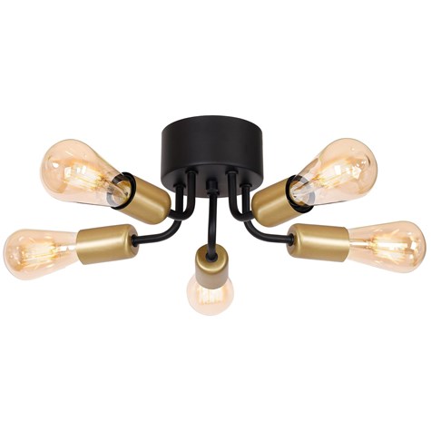 Lampa Sufitowa BRENDA Czarny Złoty 5xE27