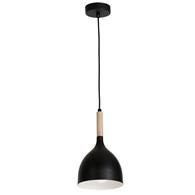 Lampa wisząca industrialna Noak Wood Wykonany z metalu i drewna, stylowy i industrialny plafon do zawieszenia w stylu industrialnym oraz LOFT w kolorze czarnym