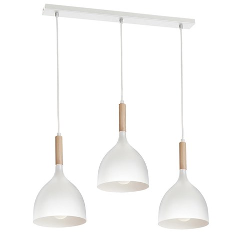 Lampa sufitowa Noak Wood biała potrójna Wykonany z metalu i drewna, stylowy i industrialny plafon do zawieszenia w stylu industrialnym oraz LOFT w kolorze białym