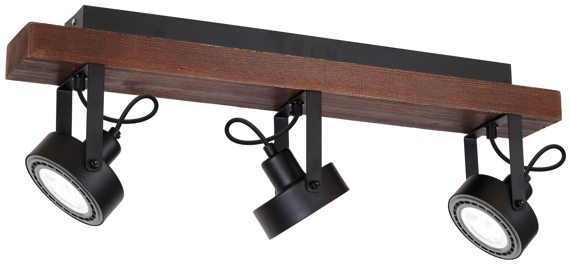 Lampa Sufitowa Spot VIVA WOOD Czarny Brązowy 3xGU10 AR111