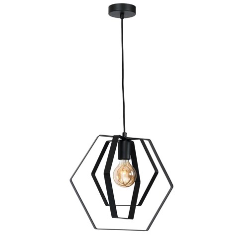 Geometryczna lampa wisząca Hexagon 40 cm Wykonany z metalu czarny plafon , w stylu industrialnym czy LOFT nowoczesna