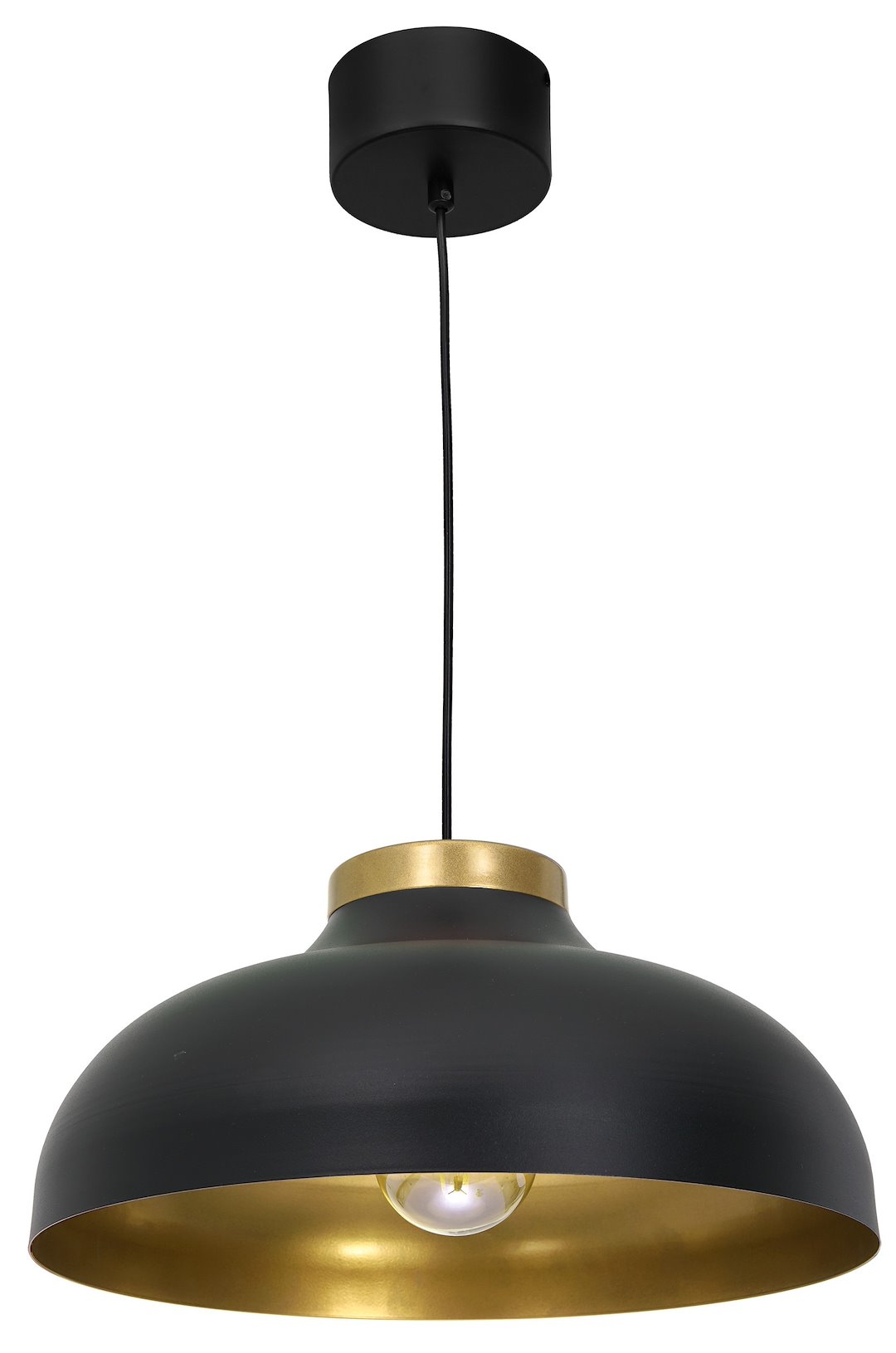 Lampa Wisząca BASCA Czarny Złoty Metalowy Klosz 1xE27 40cm