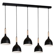 Lampa Wisząca NOAK WOOD Czarny Brązowy Metalowy Klosz 5xE27 L