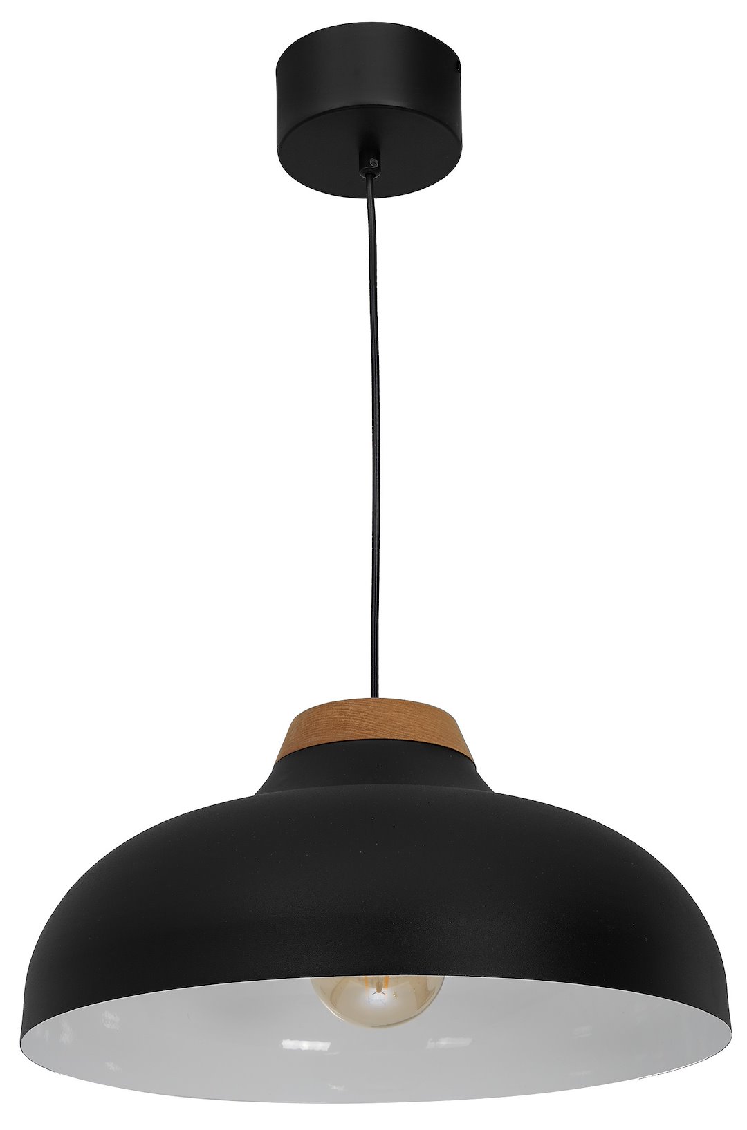 Lampa Wisząca BURGOS Czarny Biały Metalowy Klosz 1xE27 40cm