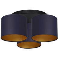 Lampa Sufitowa ARDEN Niebieski Złoty Abażur 3xE27