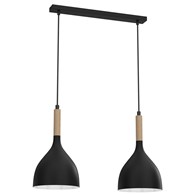 Lampa Wisząca NOAK WOOD Czarny Brązowy Metalowy Klosz 2xE27 L