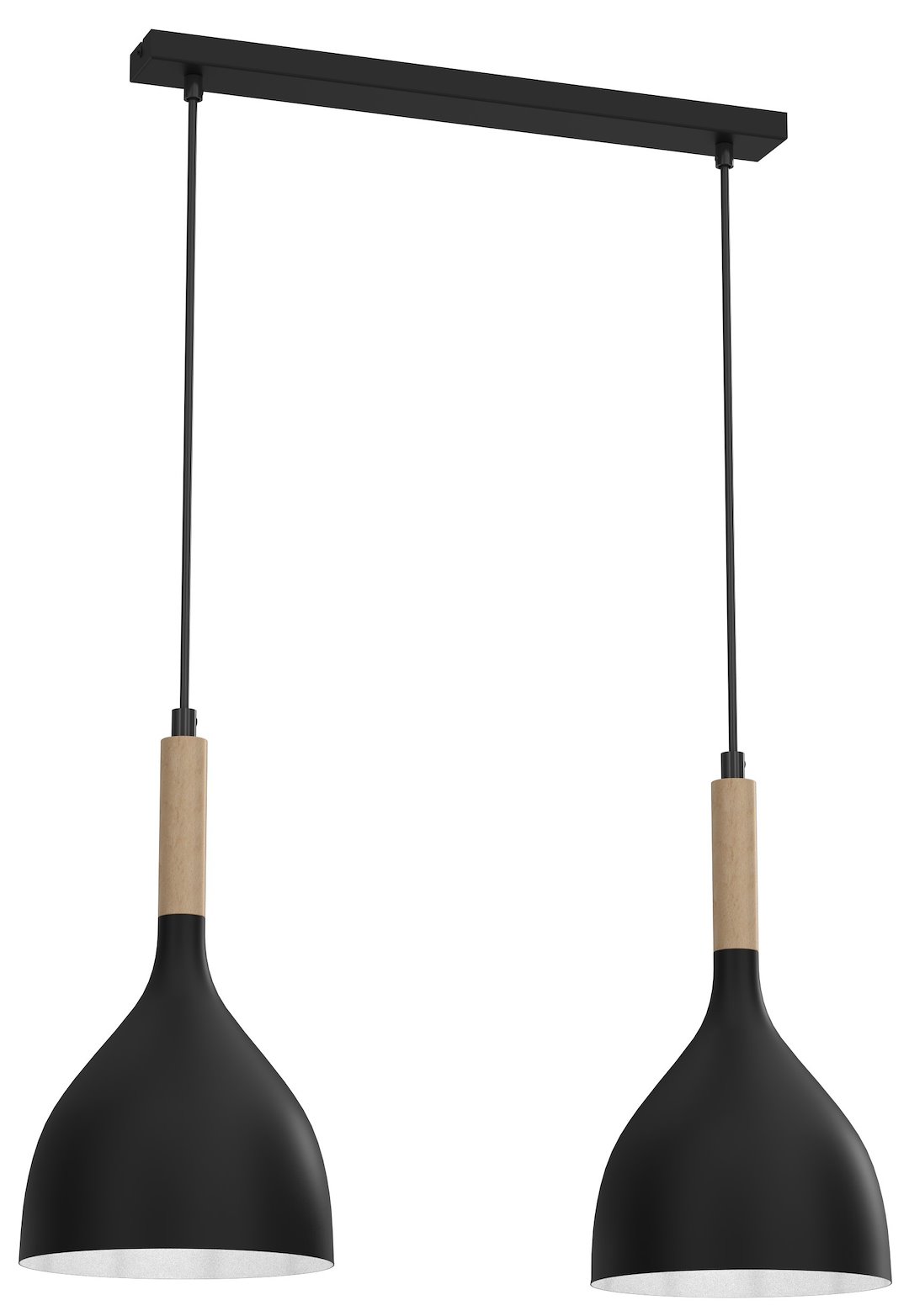 Lampa Wisząca NOAK WOOD Czarny Brązowy Metalowy Klosz 2xE27 L