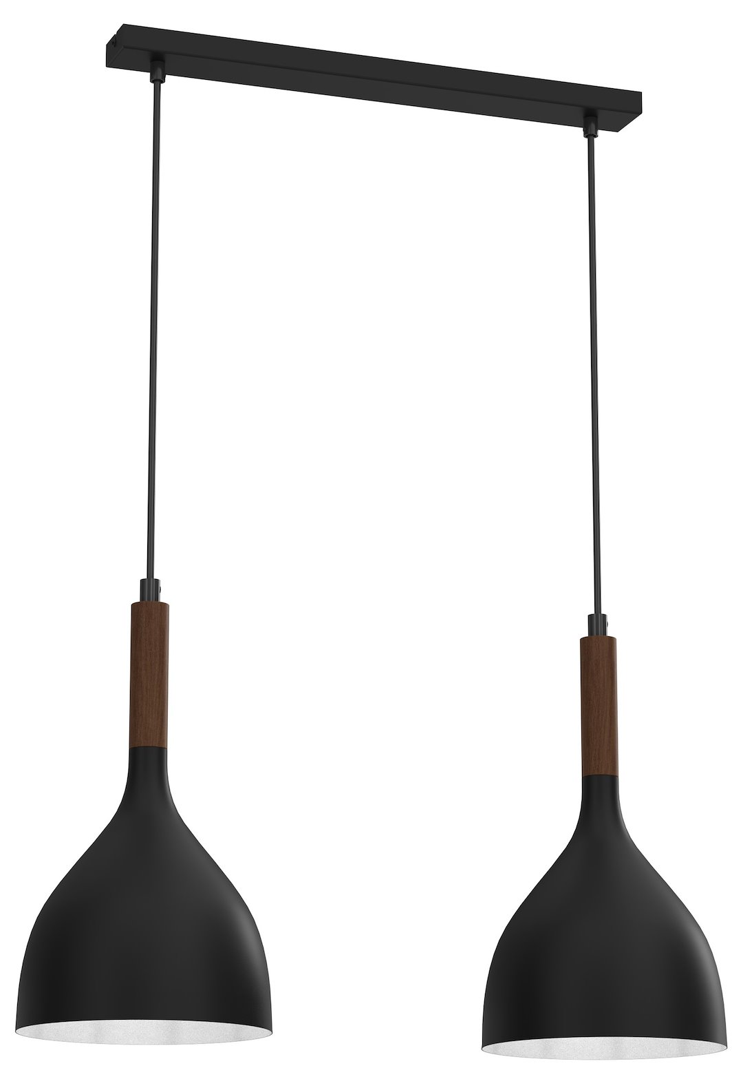 Lampa Wisząca NOAK WOOD Czarny Brązowy Metalowy Klosz 2xE27