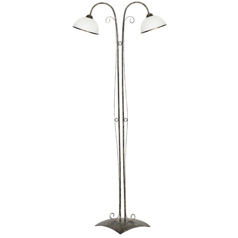 Lampa Podłogowa ANTICA Złoty Czarny Szklany Klosz 2xE27 164cm