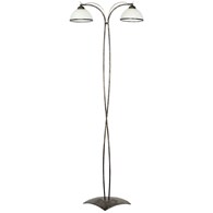 Lampa Podłogowa KORFU Brązowy Złoty Szklany Klosz 2xE27 168cm