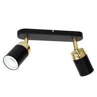 Nowoczesna lampa sufitowa czarno złota Wykonany z metalu, podwójny punkt świetlny w kolorze czarno złotym spotlight z elementami złoconymi