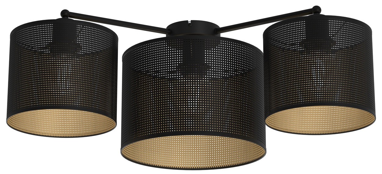 Lampa Sufitowa LOFT SHADE Czarny Złoty Klosz z Tworzywa 3xE27 P