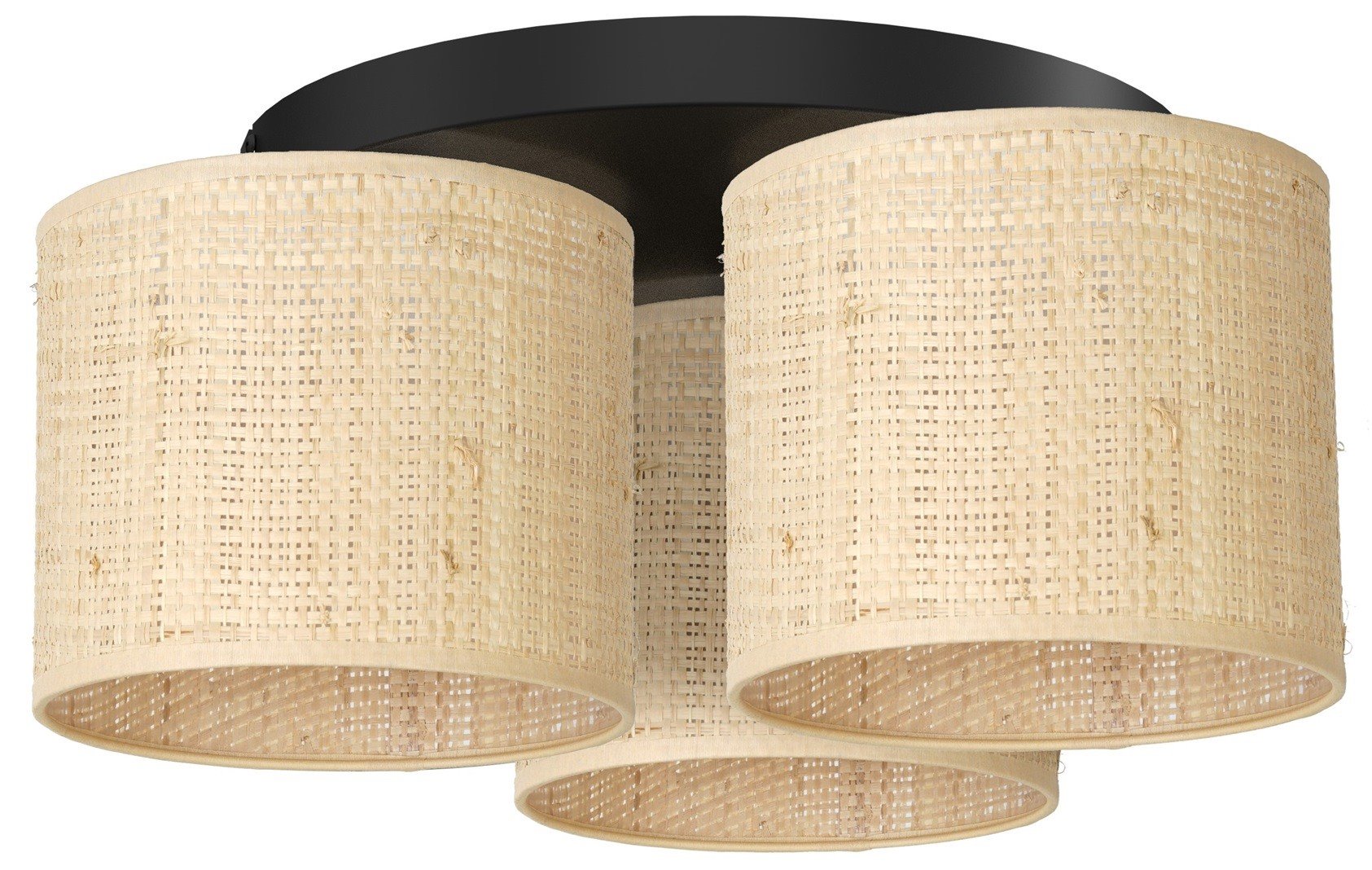 Lampa Sufitowa RATTAN Czarny Beżowy Abażur 3xE27