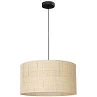 Lampa Wisząca RATTAN Czarny Beżowy Abażur 1xE27 40cm