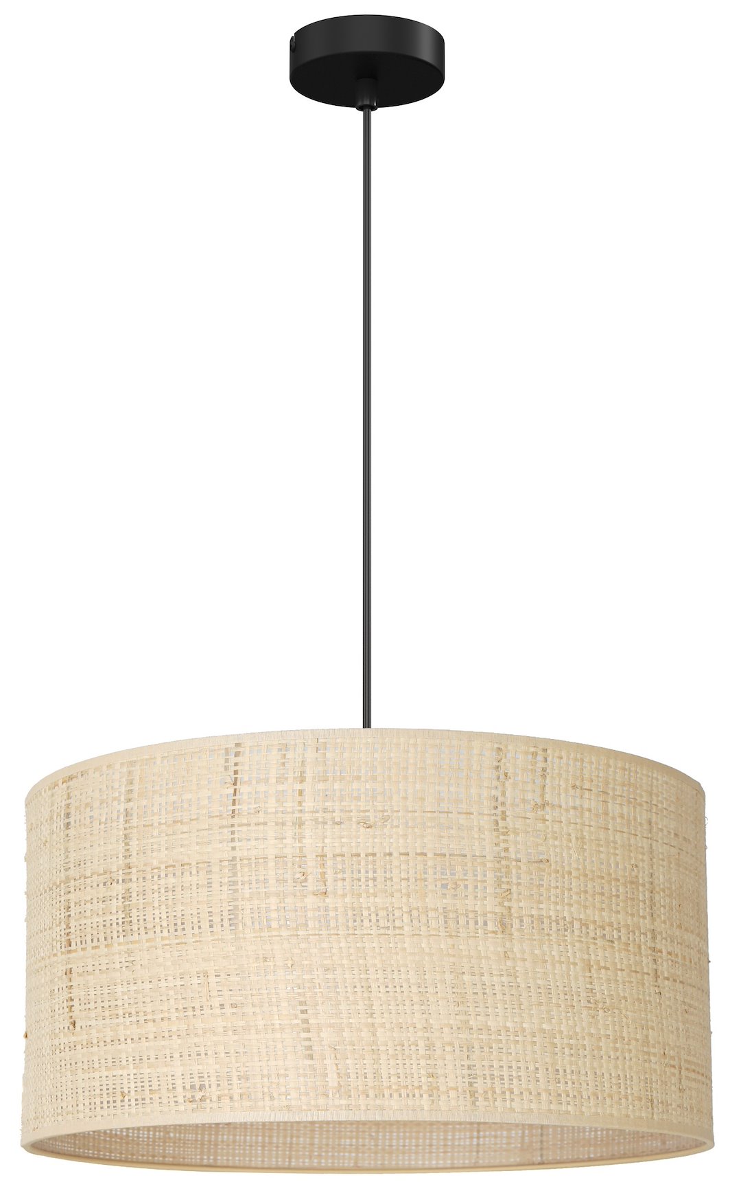 Lampa Wisząca RATTAN Czarny Beżowy Abażur 1xE27 40cm