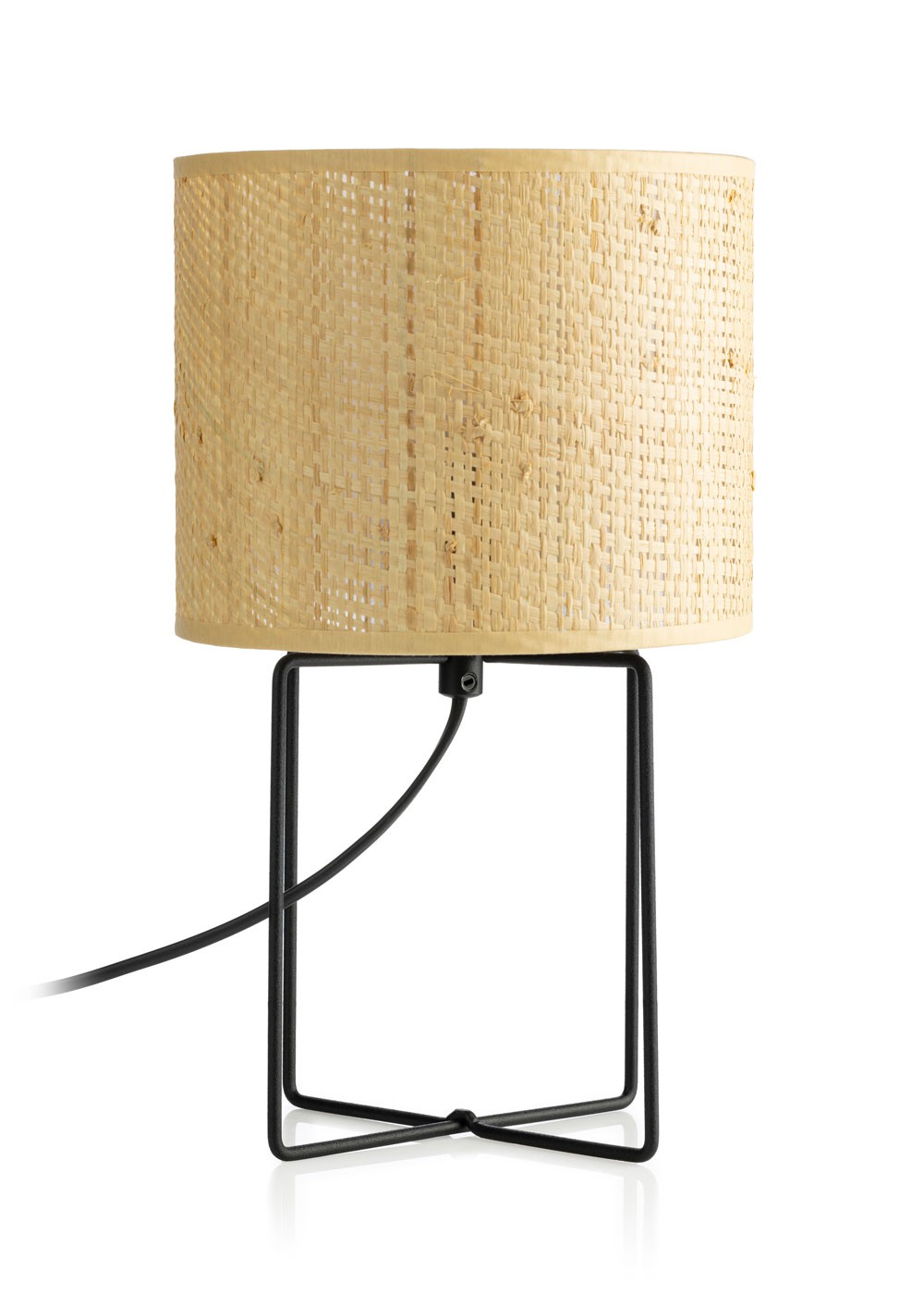 Lampa stołowa RATTAN 31 cm BOHO 1xE27 Wykonana z metalu i rattanowego abażuru, nowoczesny design lampy sprawdzi się w Twoim salonie