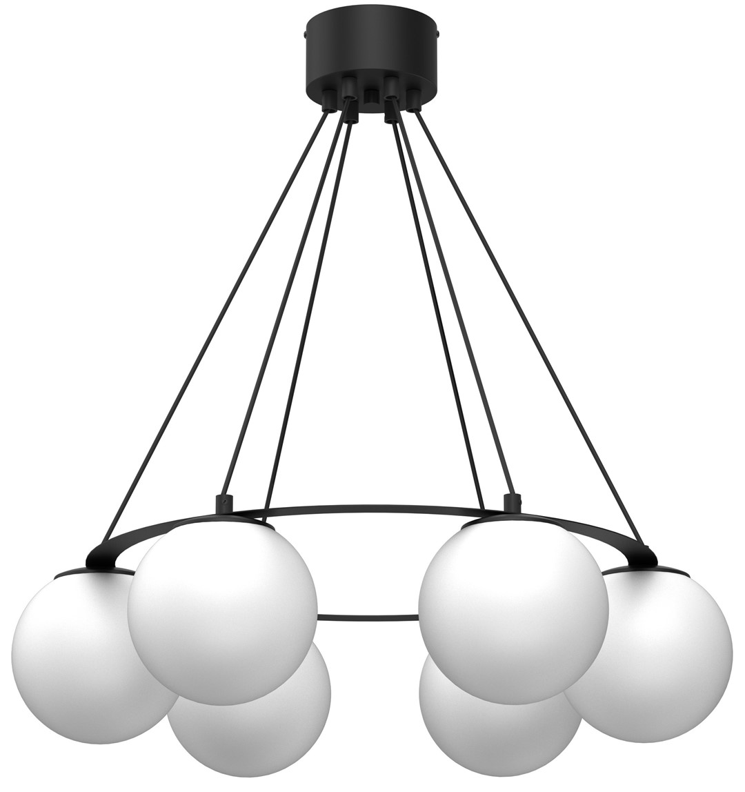 Lampa Wisząca BALLO Czarny Szklany Klosz 6xE27