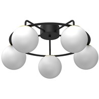 Lampa Sufitowa BALLO Czarny Złoty Szklany Klosz 5xE27