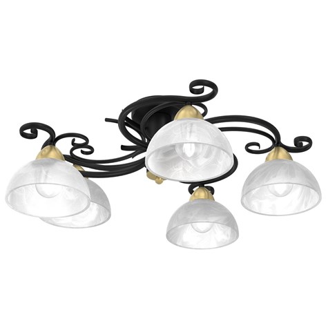 Lampa Sufitowa AURORA Czarny Złoty Szklany Klosz 5xE27