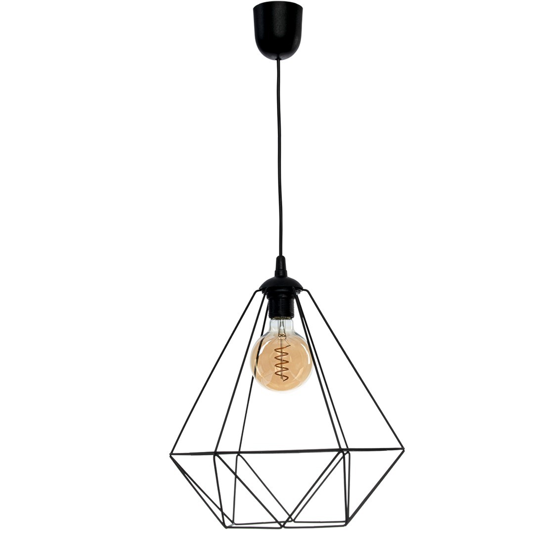 Lampa Wisząca BASKET Czarny Metalowy Klosz 1xE27 33cm