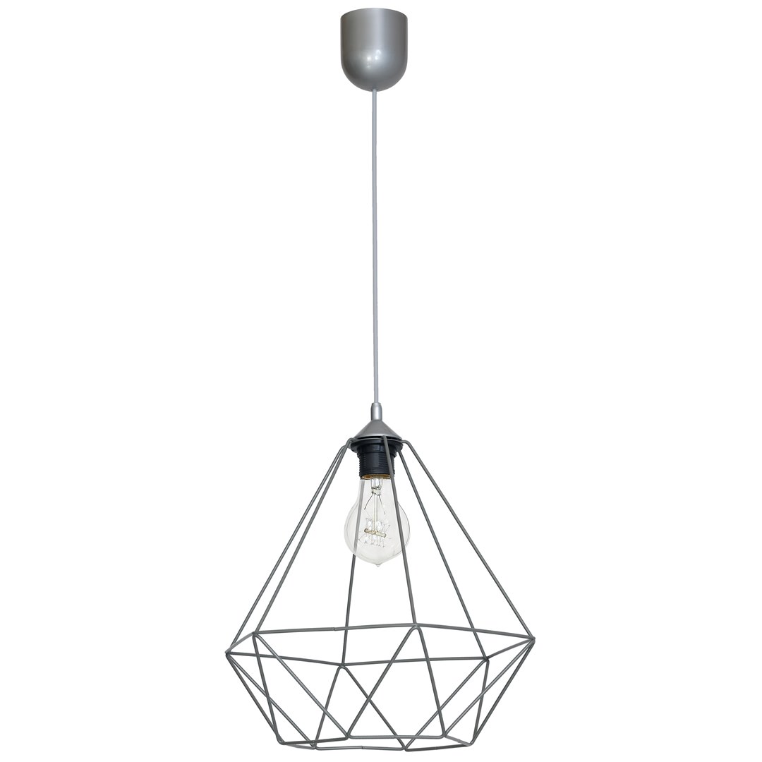 Lampa Wisząca BASKET Szary Metalowy Klosz 1xE27 35cm