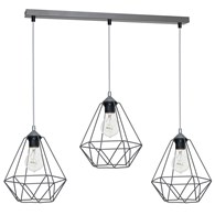 Lampa Wisząca BASKET Szary Metalowy Klosz 3xE27