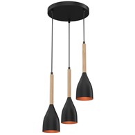 Lampa Wisząca MUZA Czarny Brązowy Metalowy Klosz 3xE27 P