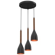 Lampa Wisząca MUZA Czarny Złoty Metalowy Klosz 3xE27 P