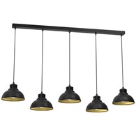 Lampa Wisząca SVEN Czarny Złoty Metalowy Klosz 5xE27