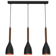 Lampa Wisząca MUZA Czarny Złoty Metalowy Klosz 3xE27