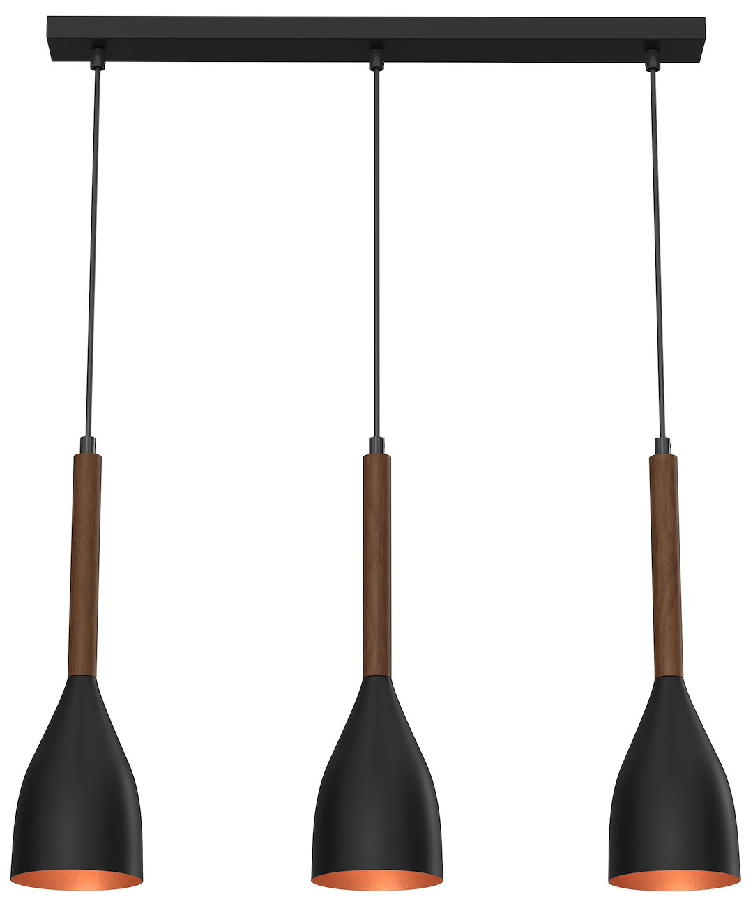 Lampa Wisząca MUZA Czarny Złoty Metalowy Klosz 3xE27