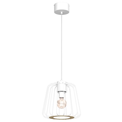 Lampa Wisząca TRAD Biały Brązowy Metalowy Klosz 1xE27 M