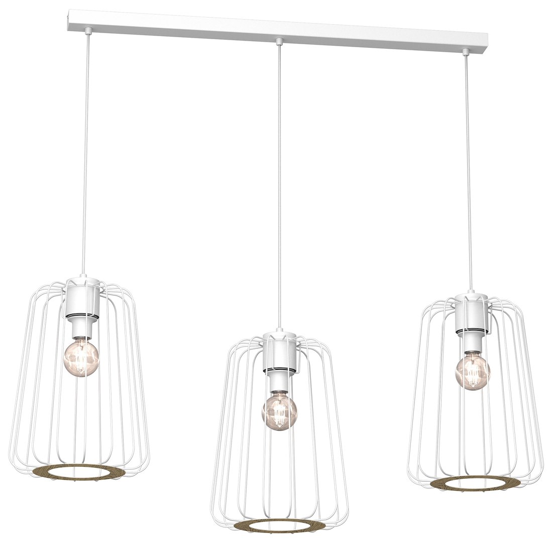Lampa Wisząca TRAD Biały Brązowy Metalowy Klosz 3xE27